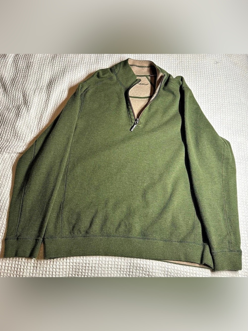 Tommy Bahama Flipview Reversible Half-Zip Sweater Green size L**estimated